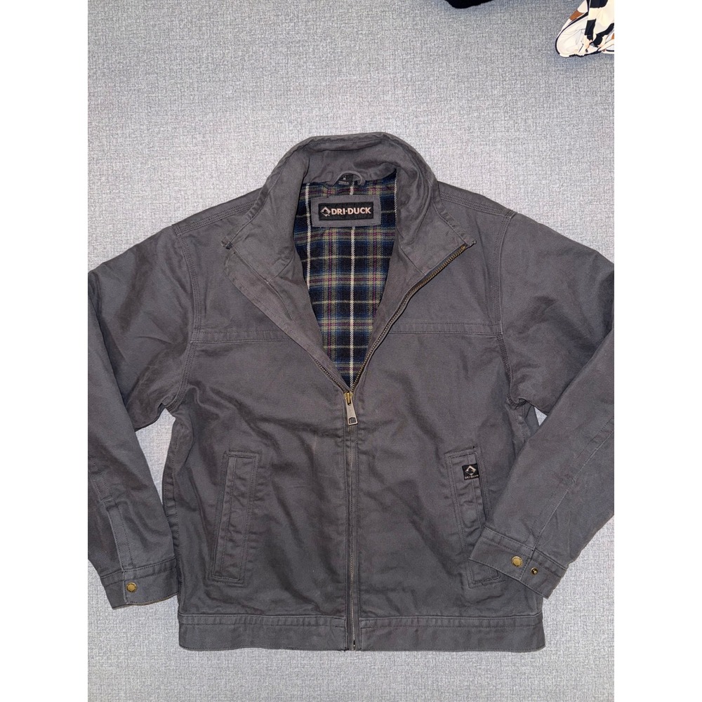 Excellent Dri Duck Size M Maverick Jacket Gray Plaid Lined Canvas Work DDT5028